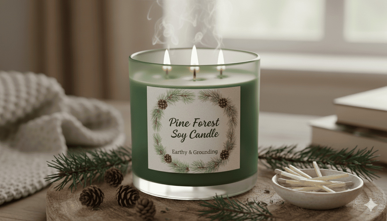 Mäntymetsä soijakynttilä lasipurkissa